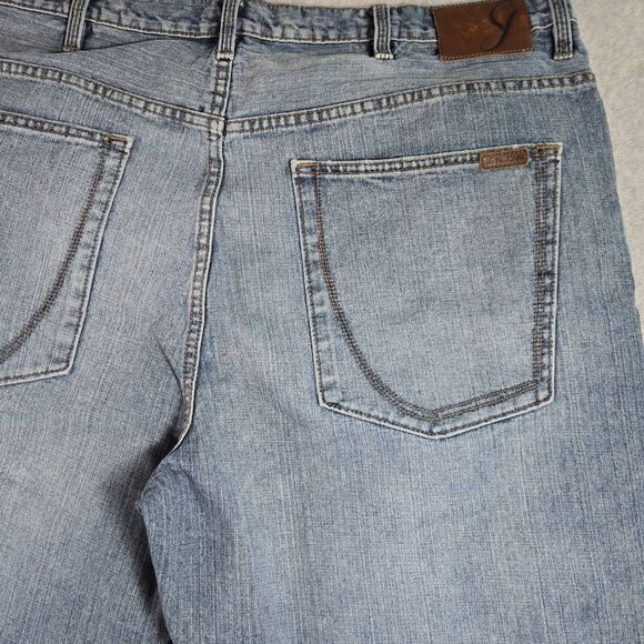 Y2K Sean John Jeans Mens 40x30 Blue Light Wash Garvey Wide Leg Baggy Distressed - Picture 5 of 11